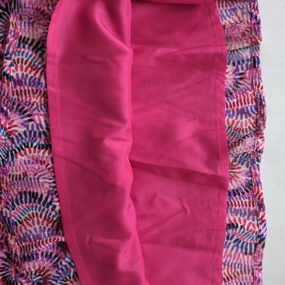 TCEC Abstract Ruffle Hem Mock Neck LIned Dress MEDIUM Purple Pink - Picture 12 of 15